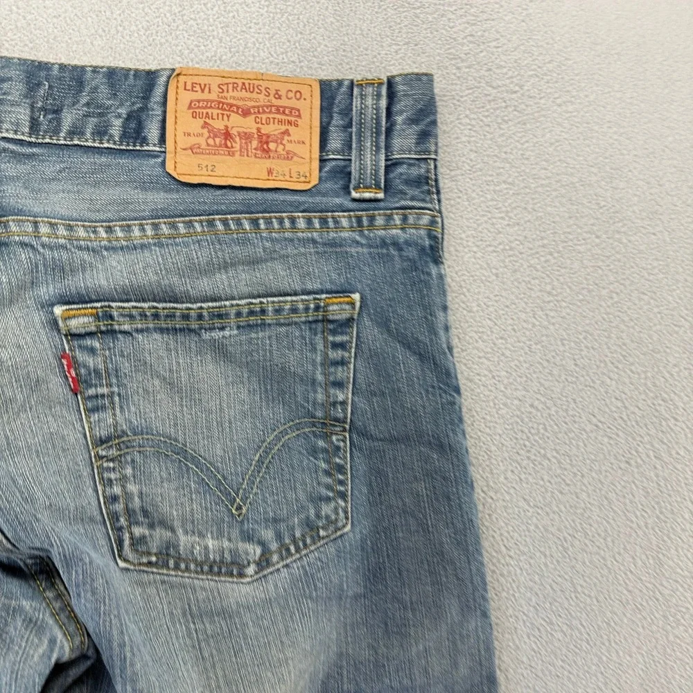 Vintage Leivs Jeans men's 34x34 Blue Denim Dark Wash Bootcut Baggy Wide leg 512